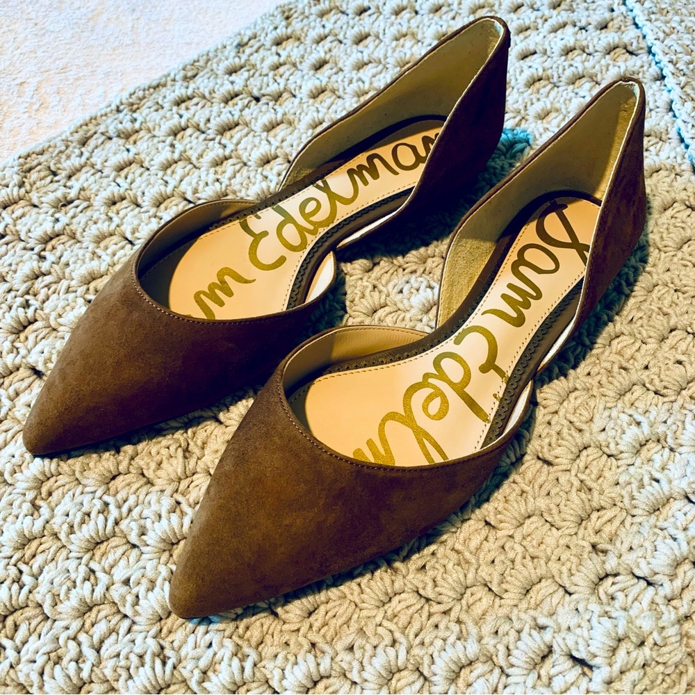 Sam Edelman Rodney d’Orsay suede ballet flats chestnut brown pointed toe shoes 8